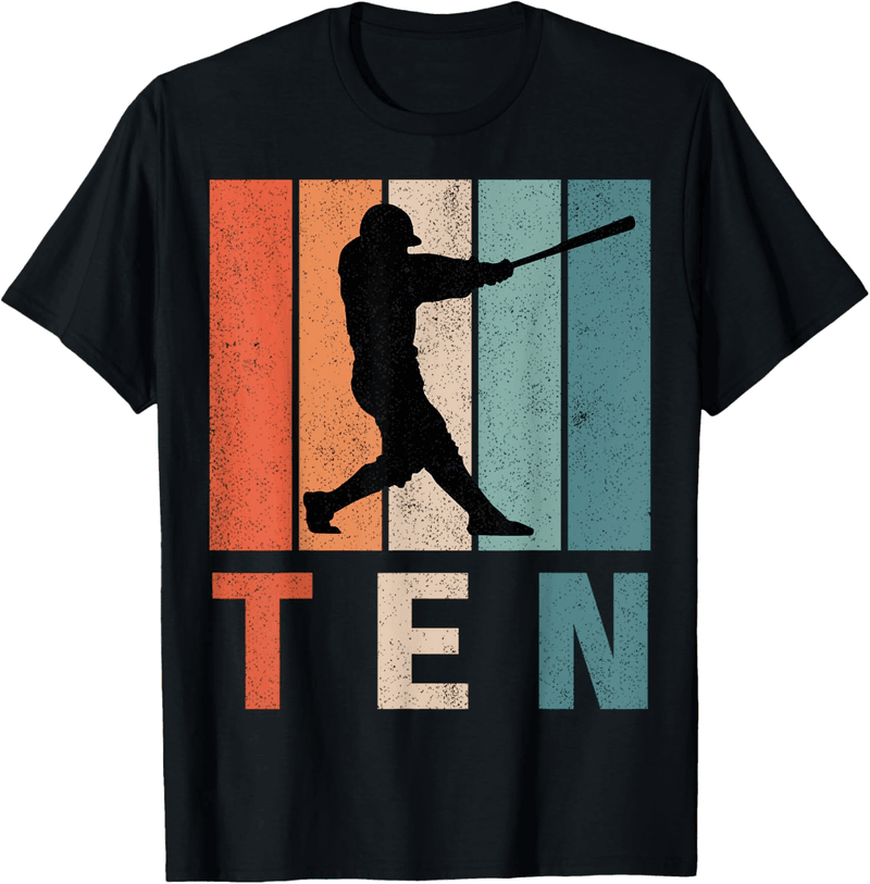10th Birthday Retro Baseball Player T-Shirt for Boys