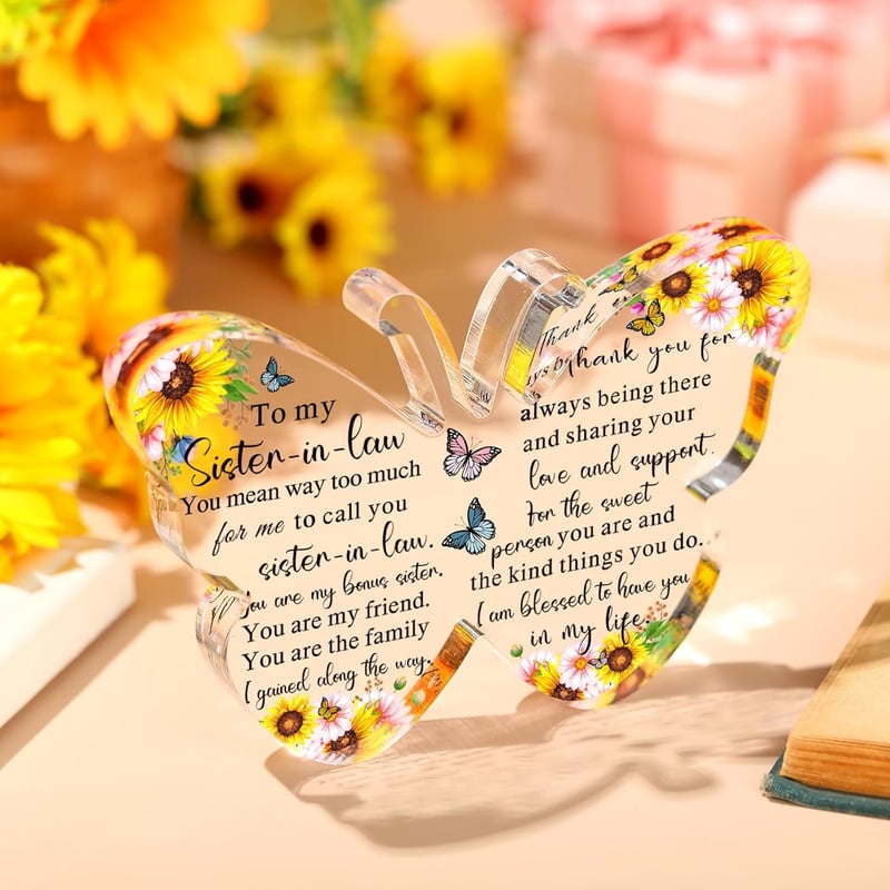 Sister-in-Law Birthday Gift - Acrylic Butterfly Plaque