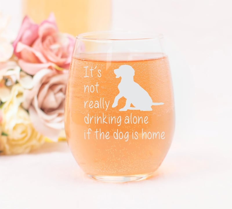 Funny Dog-Themed Stemless Wine Glass Gift for Pet Lovers