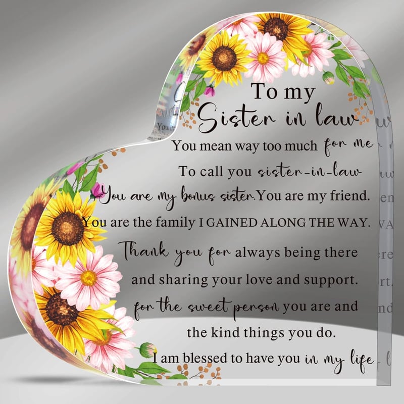 Sister-in-Law Birthday Acrylic Heart Keepsake Plaque