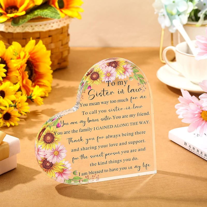 Sister-in-Law Birthday Acrylic Heart Keepsake Plaque