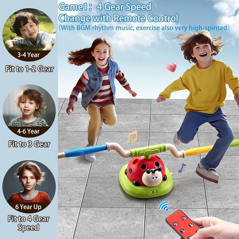 Musical Jump & Toss Ring Game with Rocket Launcher for Kids