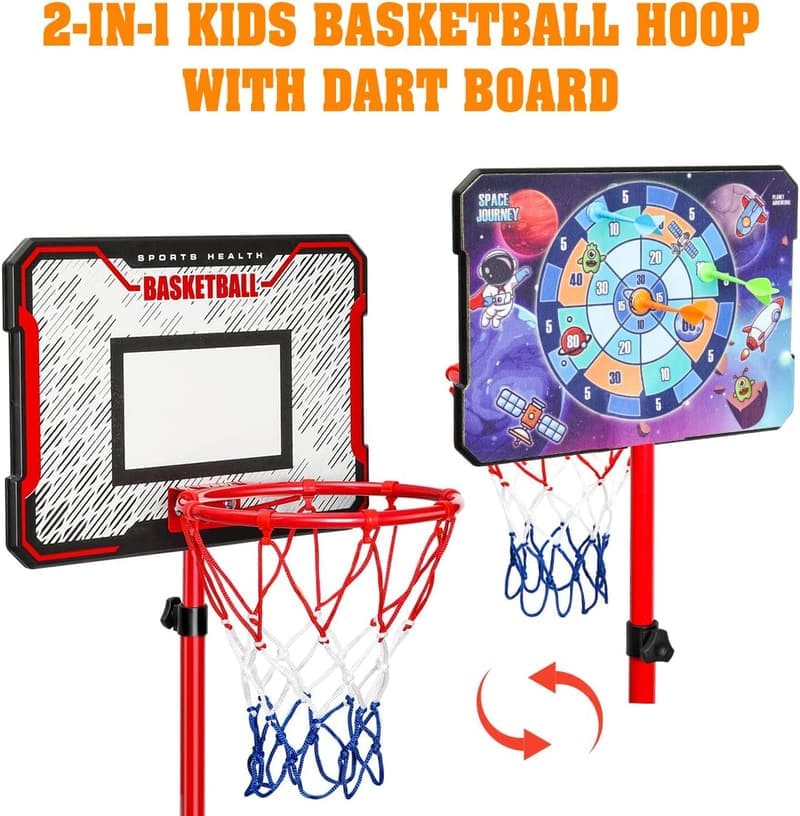 Adjustable Toddler Basketball Hoop for Kids (3.4ft-6.2ft)