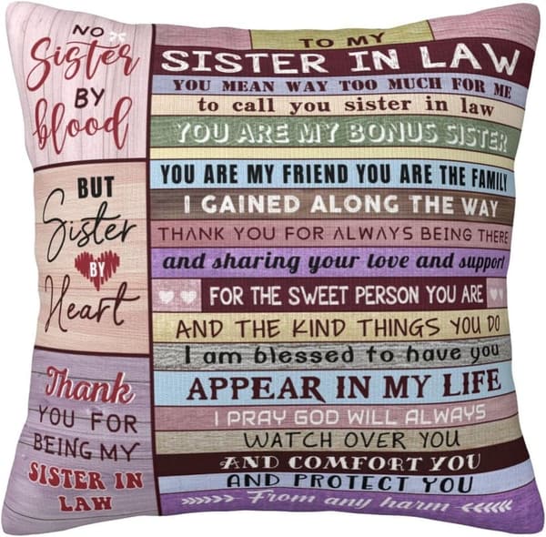 Funny Wedding Gift Throw Pillow Cover for Sister-in-Law