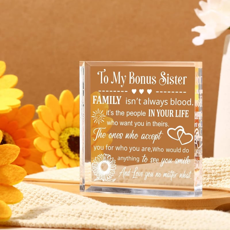 Bonus Sister Heart Keepsake Paperweight Gift for Women