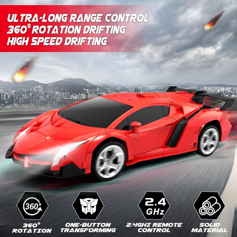 Transforming Robot Remote Control Car - Kid's Birthday Gift, Ages 5-12