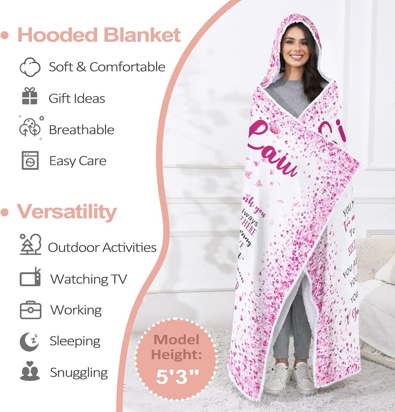 Mother's Day Pink Floral Fleece Blanket, 72x47 inches