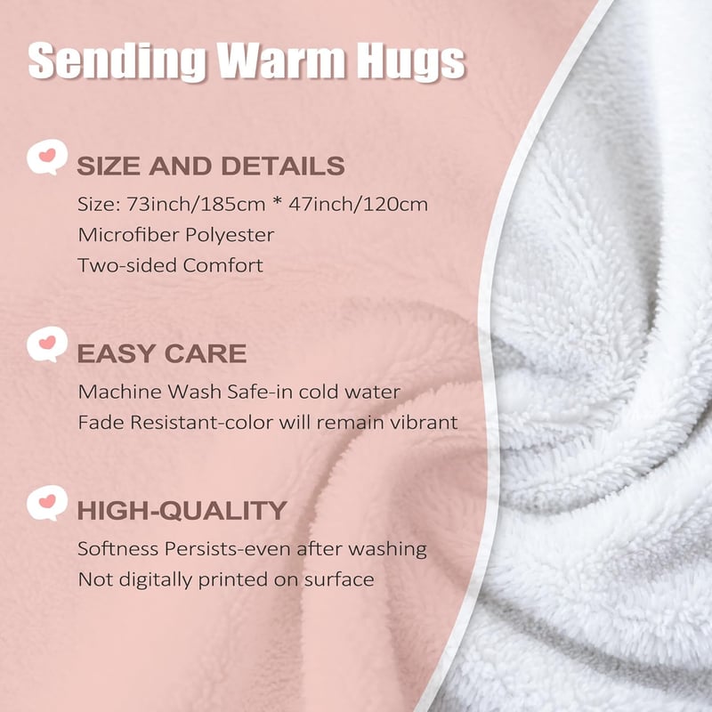 Mother's Day Pink Floral Fleece Blanket, 72x47 inches