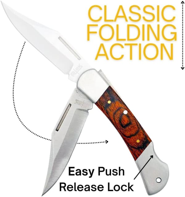 Spanish Brown Wood Handle Folding Pocket Knife for Men