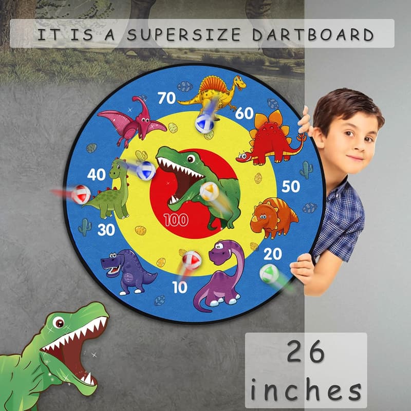 Dinosaur Dart Board with Sticky Balls – Fun Indoor/Outdoor Game for Kids