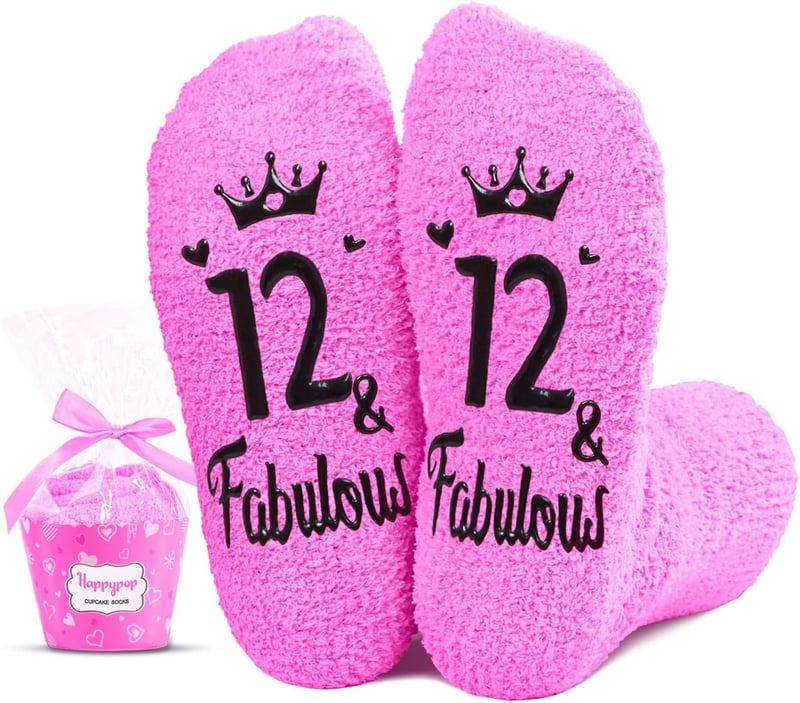 Birthday Gift - Pink Fuzzy Socks for Girls Ages 5-12