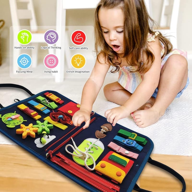 Dinosaur Busy Board - Montessori Sensory Toy for Toddlers