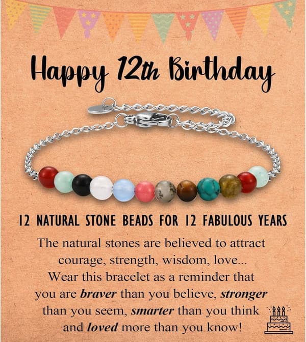 6th-21st Birthday Tiny Natural Stone Bracelet for Girls