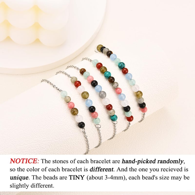 6th-21st Birthday Tiny Natural Stone Bracelet for Girls