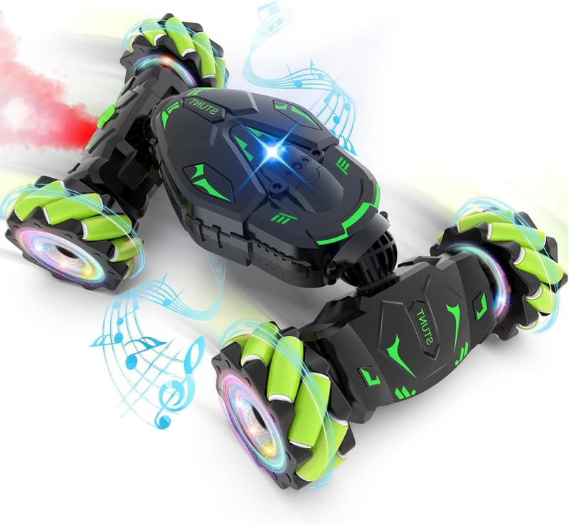 Remote Control Stunt Car for Kids 6-12 with Lights & Music