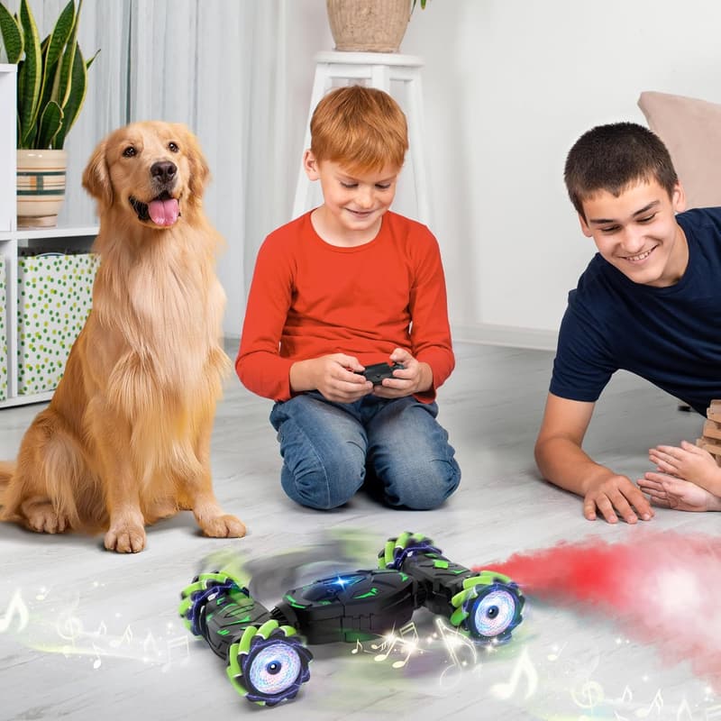 Remote Control Stunt Car for Kids 6-12 with Lights & Music
