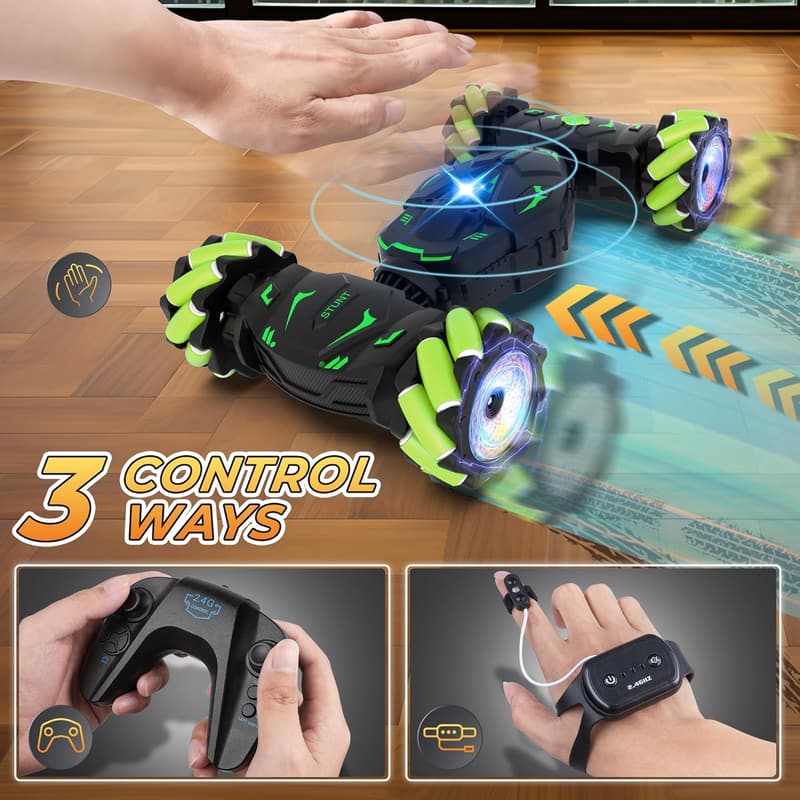 Remote Control Stunt Car for Kids 6-12 with Lights & Music