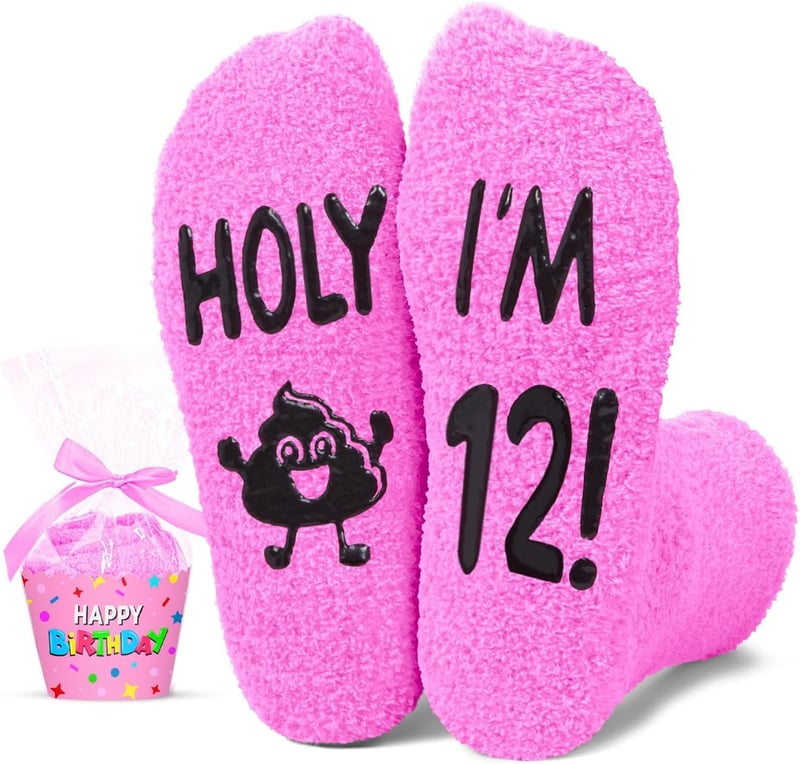 Birthday Fuzzy Socks for Girls Ages 6-12