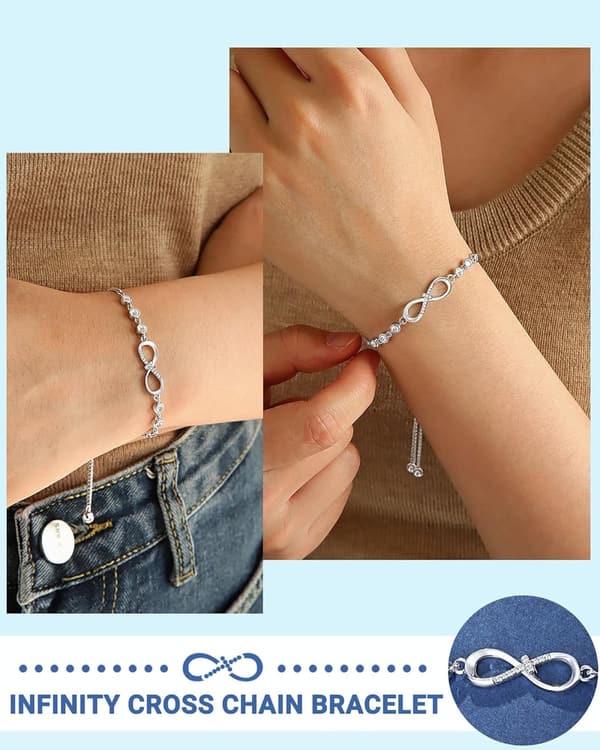 Infinity CZ Cross Bracelet - Perfect Graduation or Christian Gift