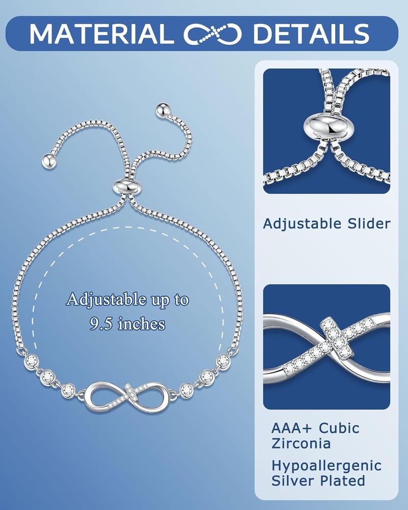 Infinity CZ Cross Bracelet - Perfect Graduation or Christian Gift