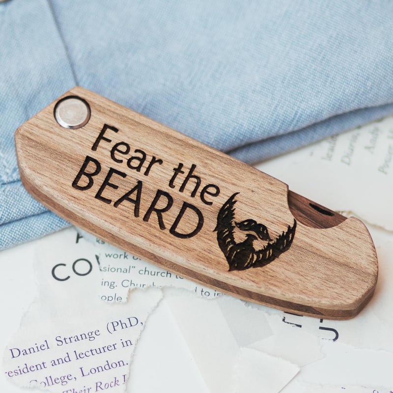 Husband Anniversary Gift | Engraved Wooden Beard Comb
