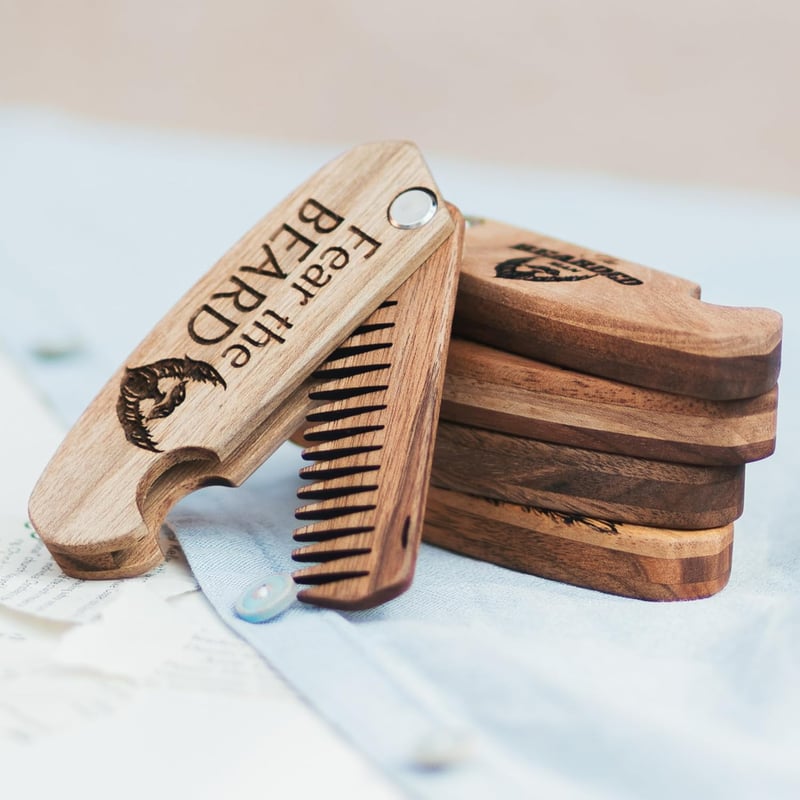 Husband Anniversary Gift | Engraved Wooden Beard Comb