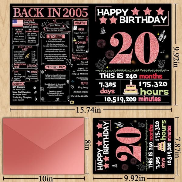 20th Birthday Card for Her with Envelope