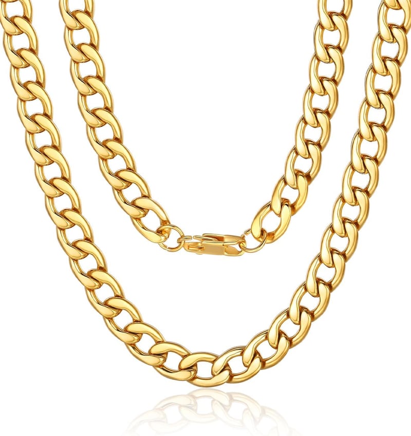 Men's Cuban Chain Necklace - 316L Stainless Steel & Gold Plated