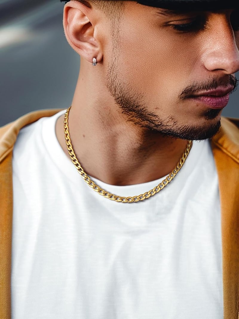 Men's Cuban Chain Necklace - 316L Stainless Steel & Gold Plated