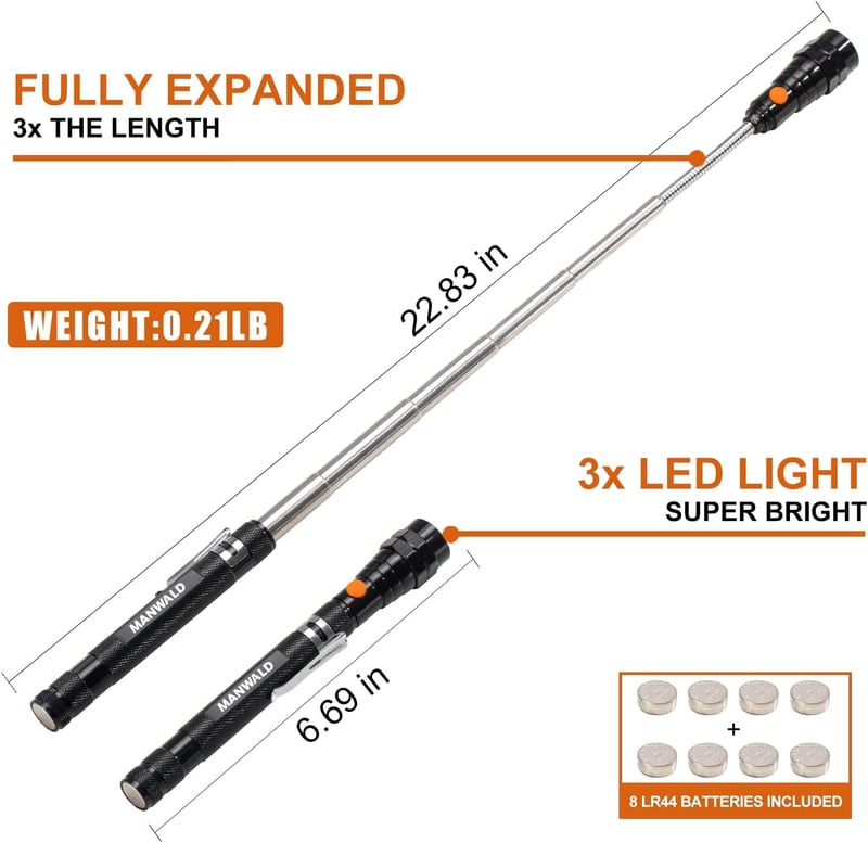 Telescoping LED Magnetic Pickup Tool – Perfect Father's Day Gift