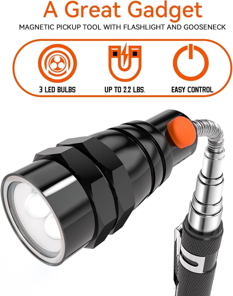 Telescoping LED Magnetic Pickup Tool – Perfect Father's Day Gift