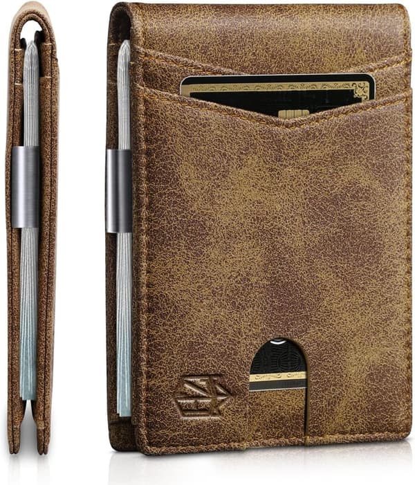 Minimalist RFID Slim Wallet for Men – 12 Card Slots, Leather