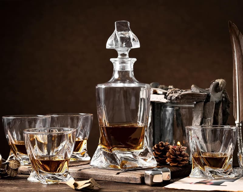 Whiskey Decanter Set with 4 Glasses - Elegant Gift for Men