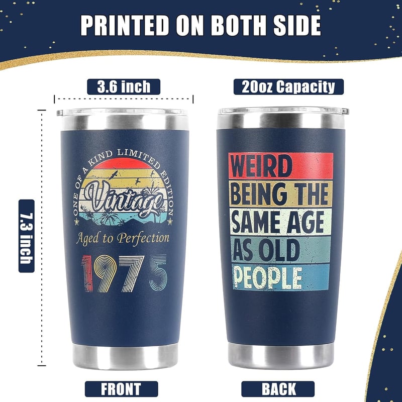 50th Birthday Personalized 20 oz Tumbler for Him