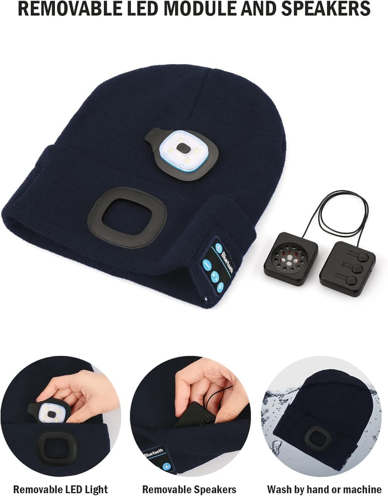 Unisex Bluetooth Beanie with LED Light - Unique Gift for Him