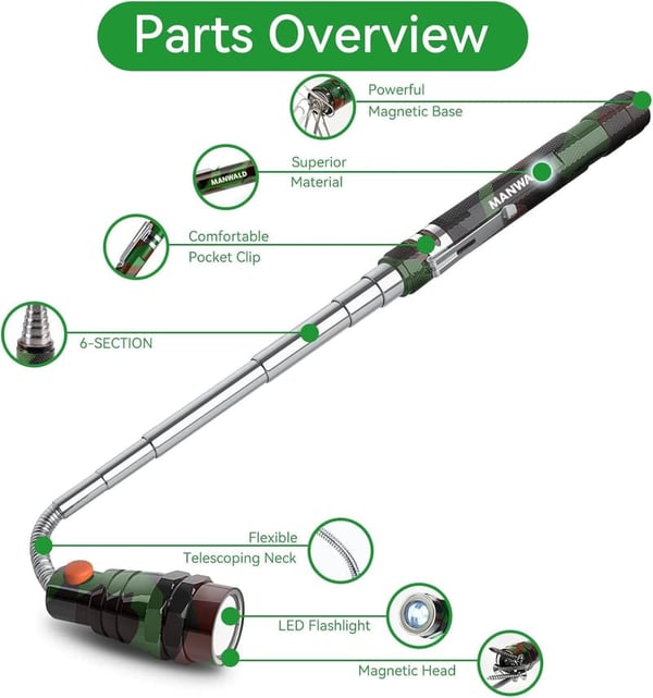 Telescoping LED Magnetic Pickup Tool - Perfect Father's Day Gift