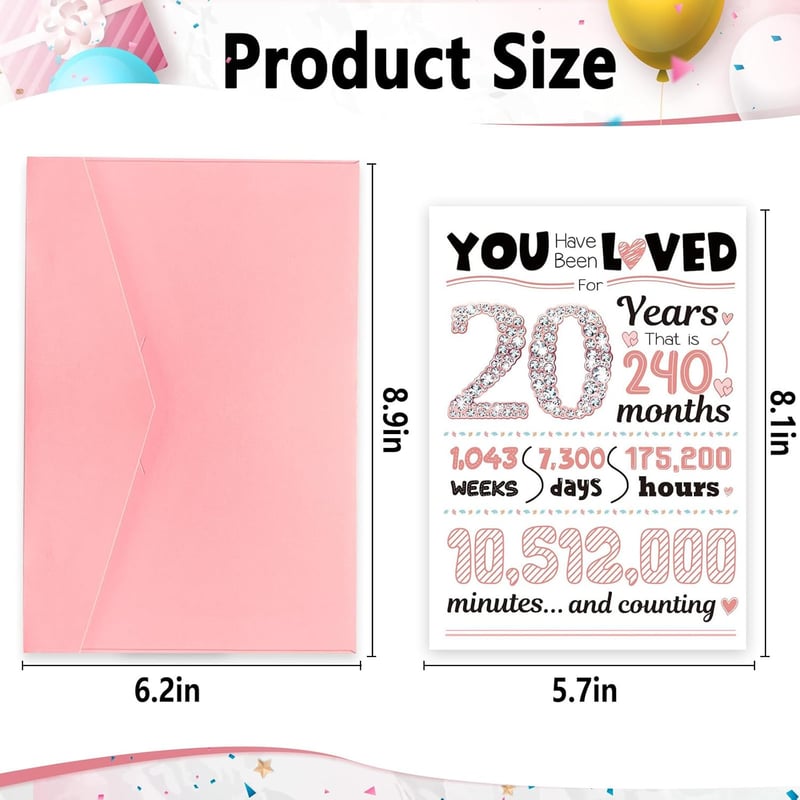 Funny 20th Birthday Card for Women and Girls