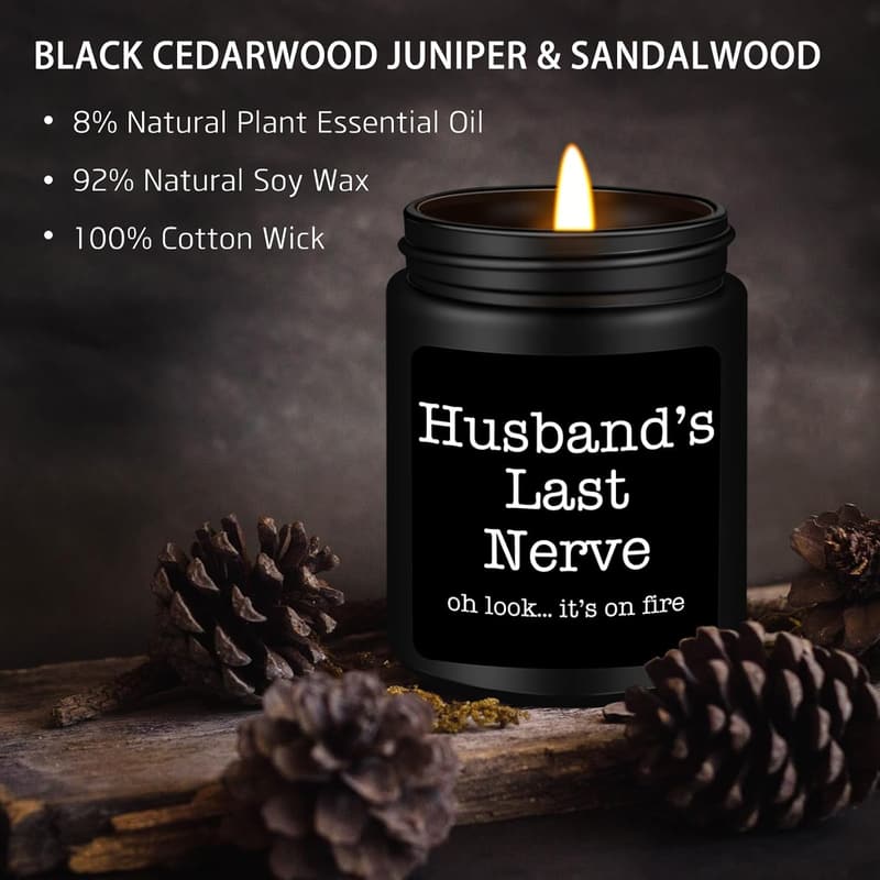Husband's Last Nerve Sandalwood Candle - Unique Birthday Gift