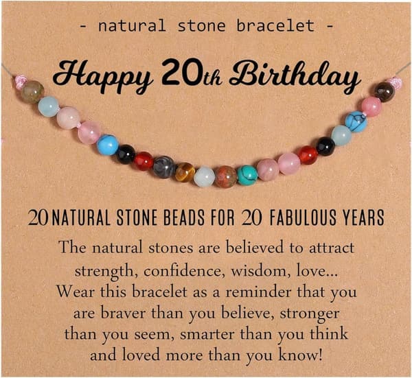 Happy Birthday Natural Crystal Adjustable Bracelet for Her