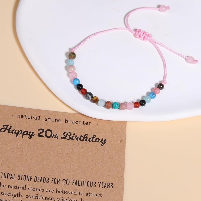 Happy Birthday Natural Crystal Adjustable Bracelet for Her