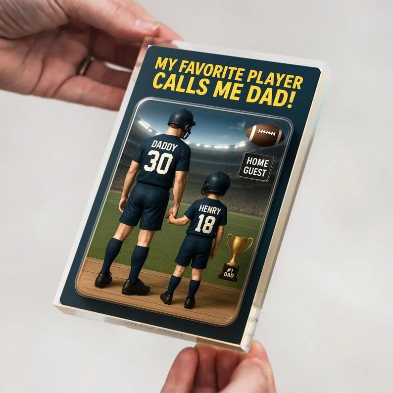 Personalized Football Action Figure Acrylic Block for Dad