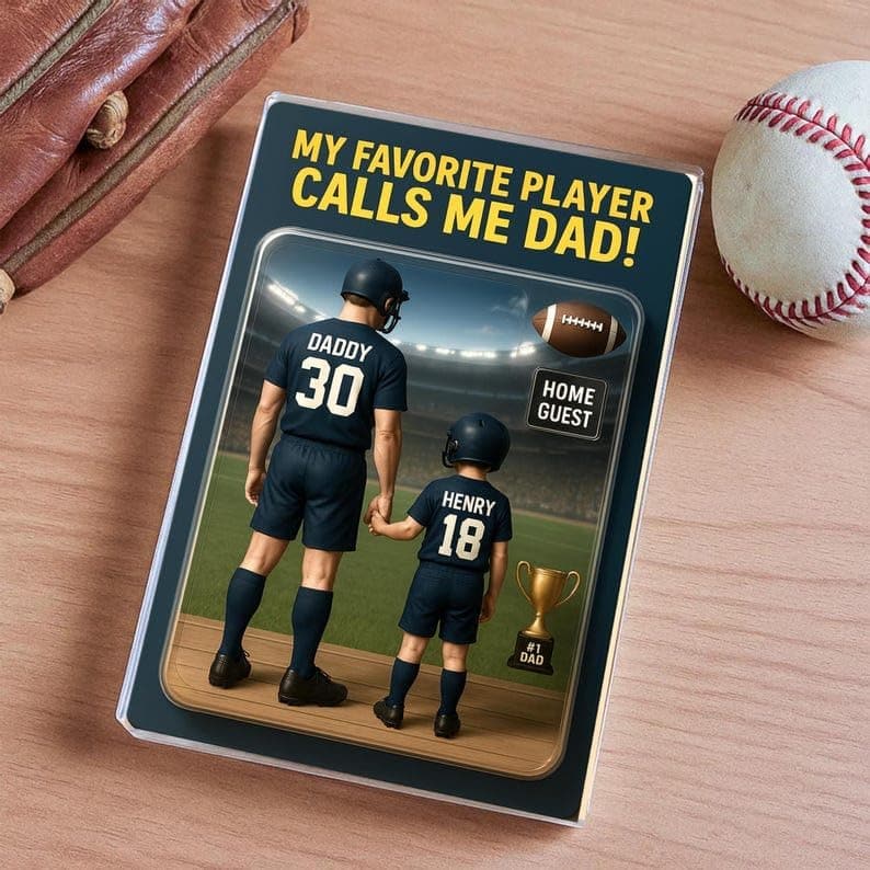 Personalized Football Action Figure Acrylic Block for Dad