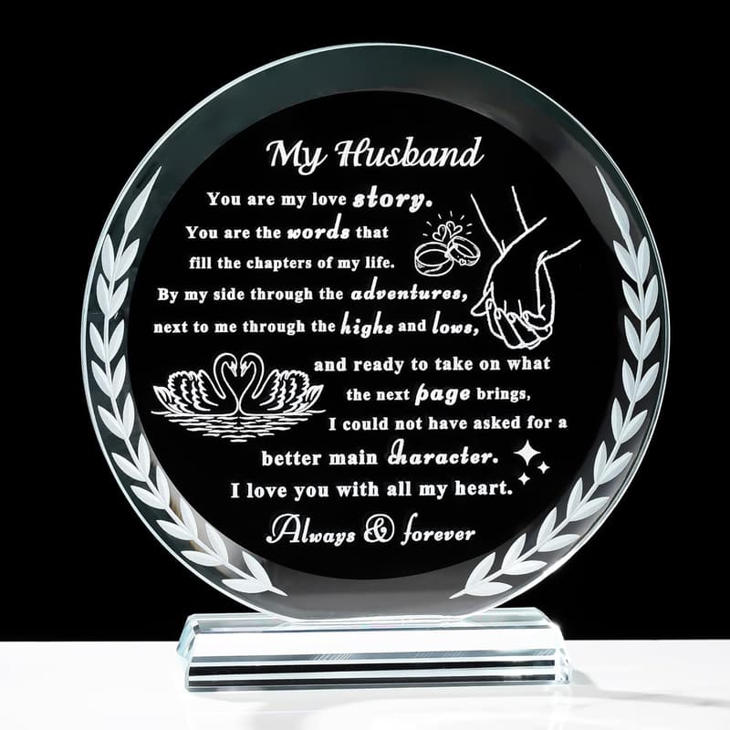 Romantic Crystal Keepsake Plaque for Husband's Anniversary