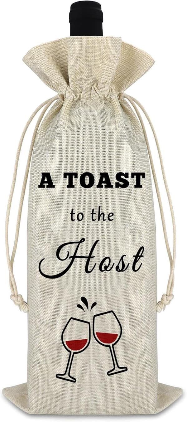Housewarming Gift: Reusable Burlap Wine Bag for Host