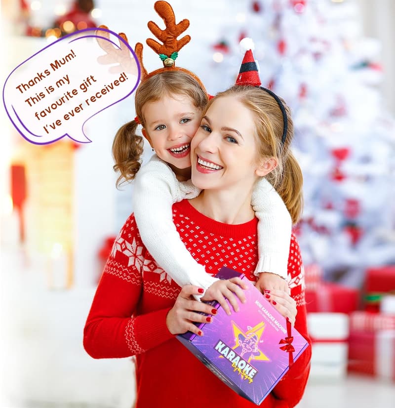 Mini Karaoke Machine with 2 Wireless Microphones for Kids