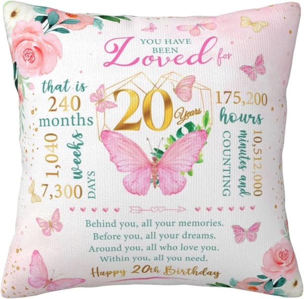 20th Birthday Throw Pillow Cover for Her - 18