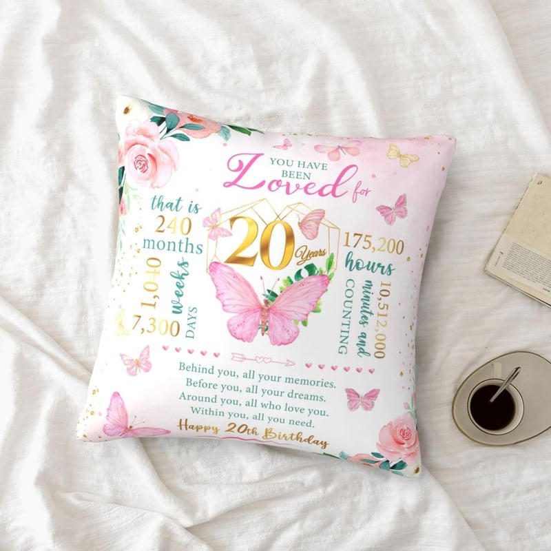 20th Birthday Throw Pillow Cover for Her - 18