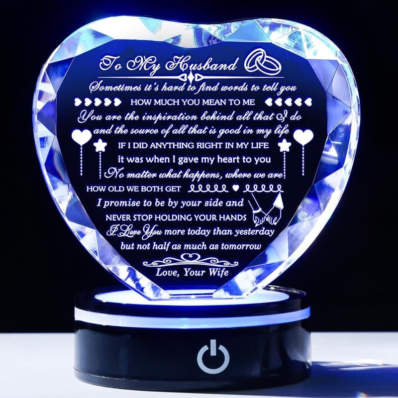 Romantic Anniversary Crystal Heart Gift for Husband