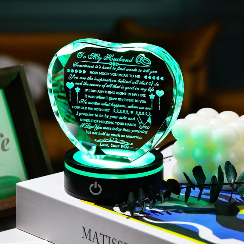 Romantic Anniversary Crystal Heart Gift for Husband