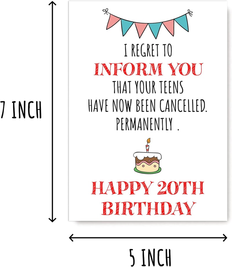20th Birthday Card for Son or Daughter - 5 x 7 inches
